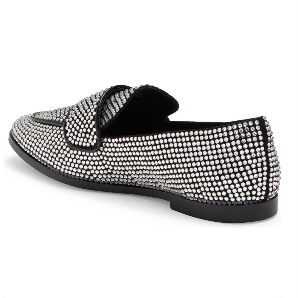 Jeffrey Campbell Velvit Penny Loafers Size 8 Rhinestone Apron Toe Flats NEW - Picture 3 of 12